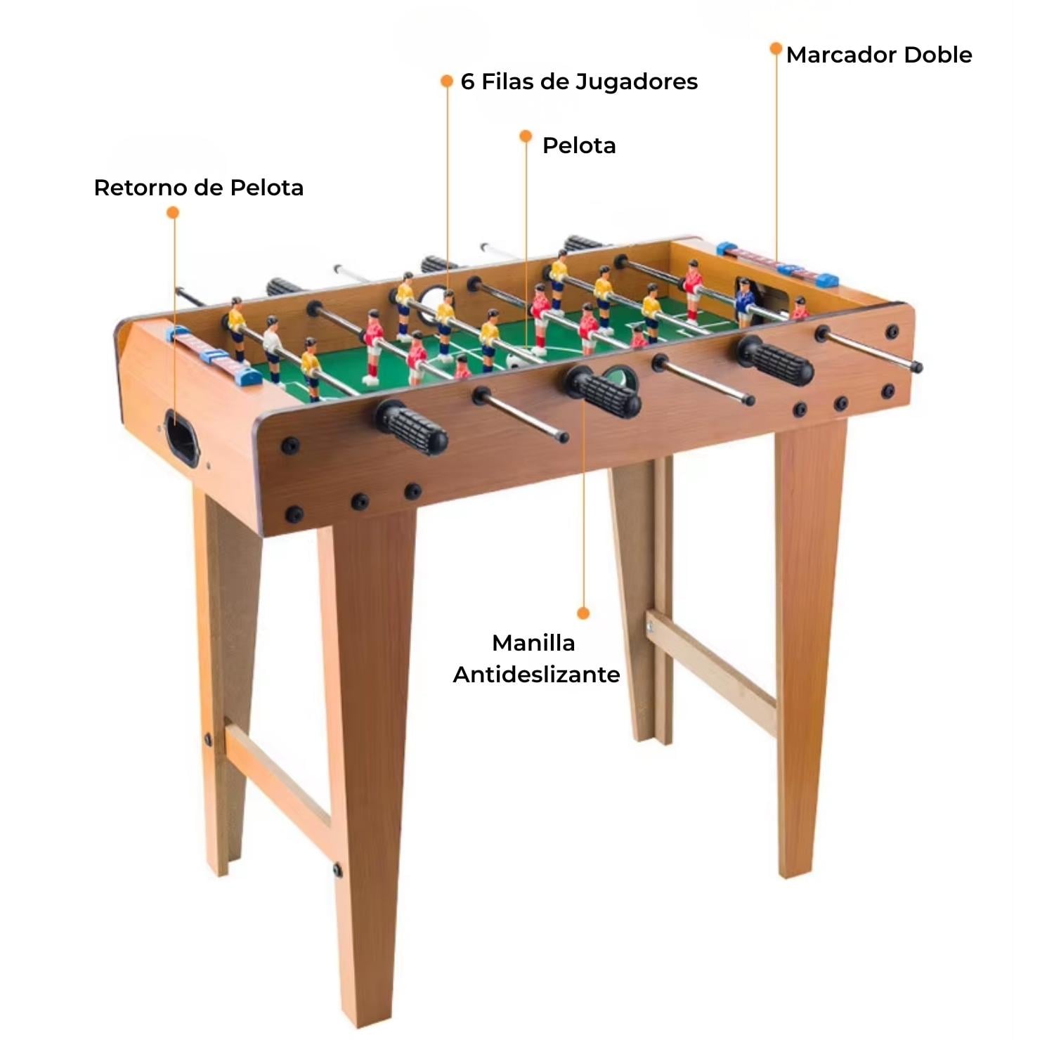TACA TACA MADERA NIÑOS 9 JUGADORES POR LADO MESA DE FUTBOL - 7