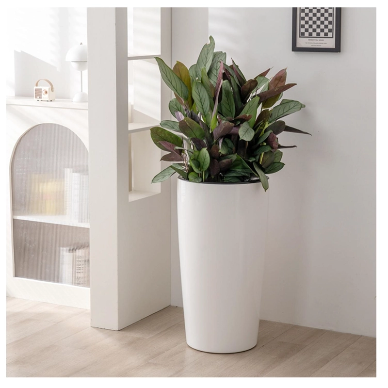 MACETERO AUTORREGANTE GRANDE. SIMIL PIEDRA. 60X39X39 BLANCO - 2