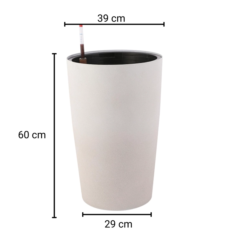 MACETERO AUTORREGANTE GRANDE. SIMIL PIEDRA. 60X39X39 BLANCO - 3
