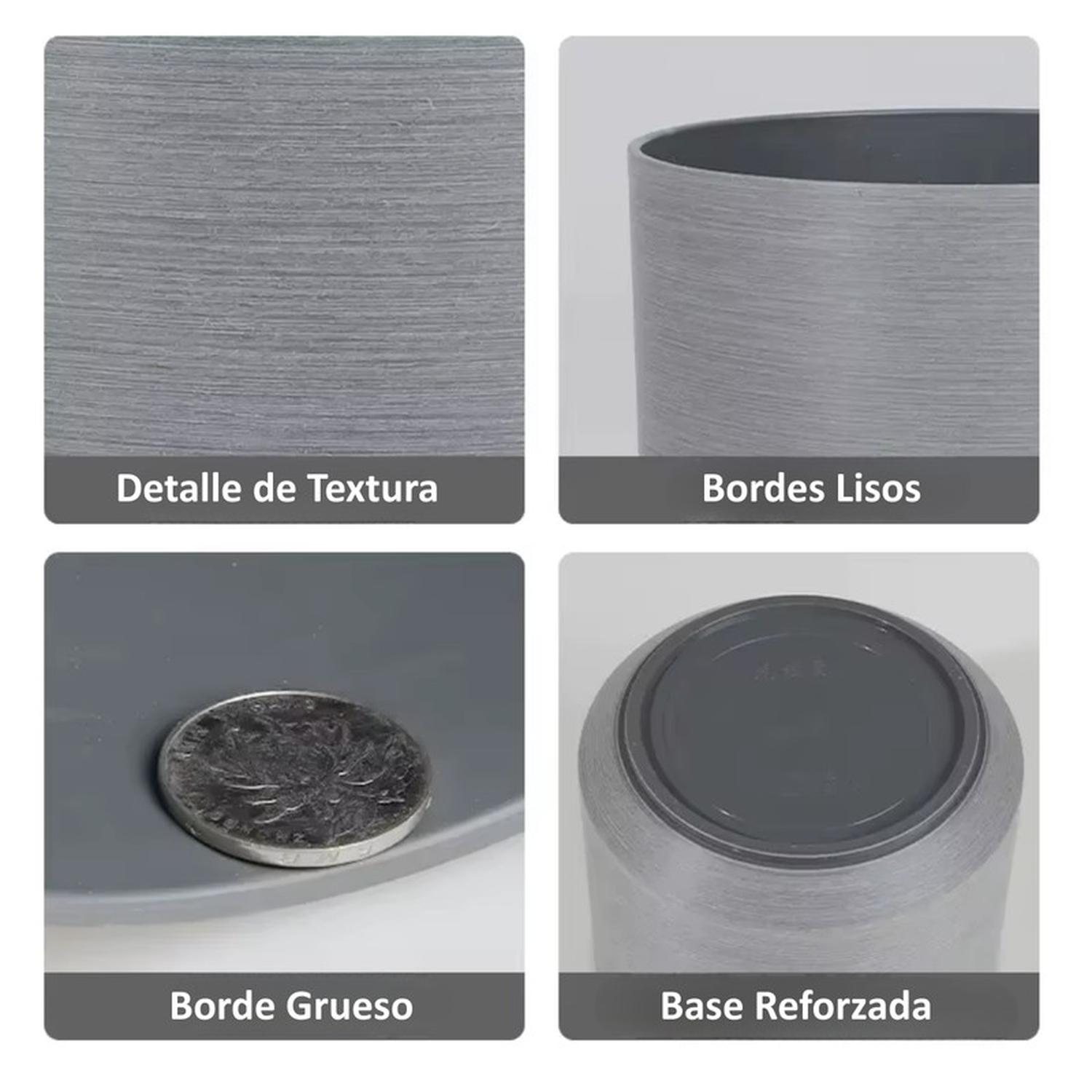 MACETERO GRANDE PLASTICO RESISTENTE SIMIL PIEDRA 43X43X43CM - 3