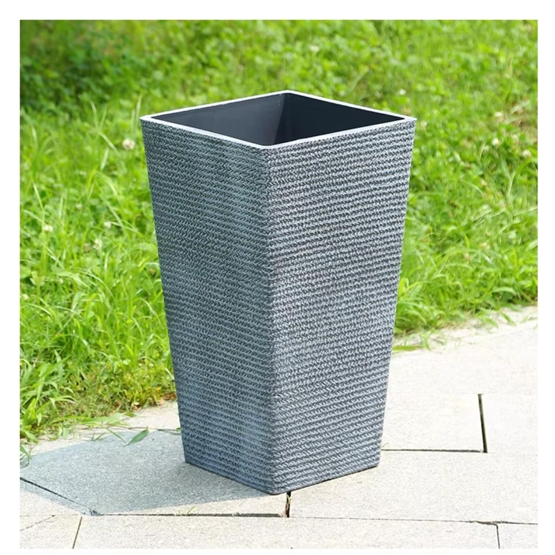 MACETERO GRANDE. SIMIL PIEDRA. 54X30X30 CM. GRIS - 4