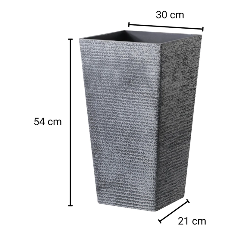 MACETERO GRANDE. SIMIL PIEDRA. 54X30X30 CM. GRIS - 5
