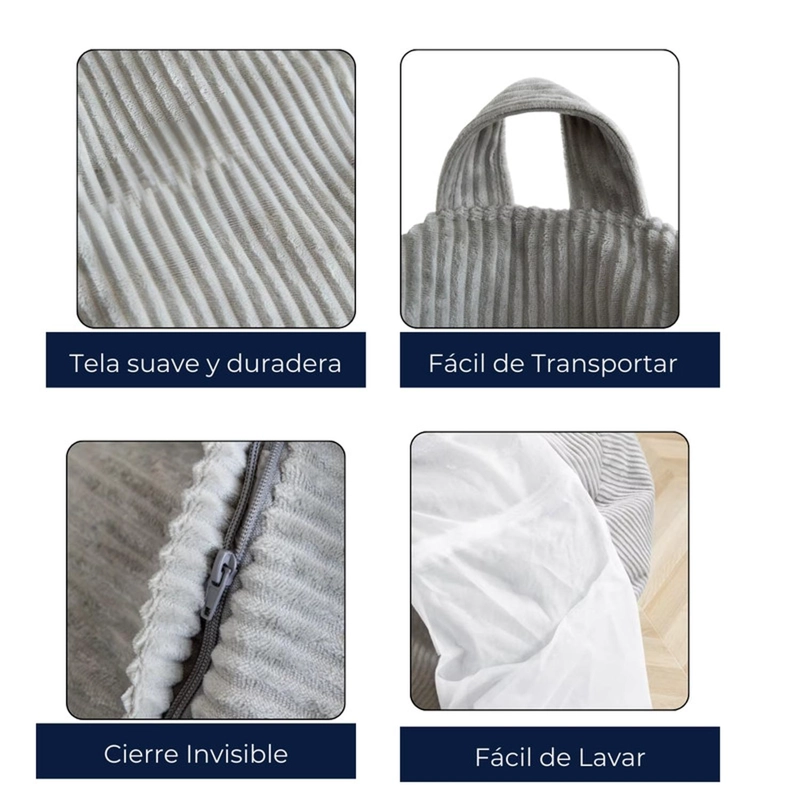 PUFF AUCKLAND OUTDOOR PCG90110 LIBRE DISPOSICIÓN GRIS PERA COTELE 90X110 CM - 3