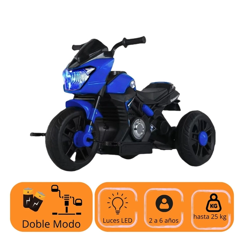 MOTO NIÑO ANTIVUELCO AUCKLAND OUTDOOR PA-JEN-6189-BL A BATERIA RECARGABLE LUZ Y SONIDO BLUE - 2