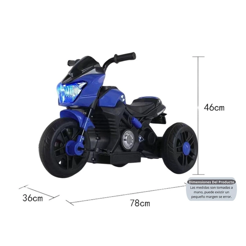 MOTO NIÑO ANTIVUELCO AUCKLAND OUTDOOR PA-JEN-6189-BL A BATERIA RECARGABLE LUZ Y SONIDO BLUE - 4