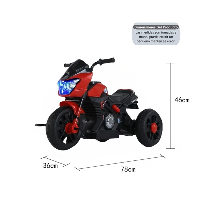MOTO NIÑO ANTIVUELCO A BATERIA RECARGABLE LUZ Y SONIDO RED - 5