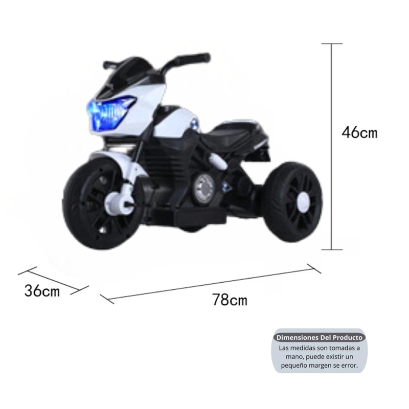 MOTO NIÑO ANTIVUELCO AUCKLAND OUTDOOR PA-JEN-6189-WH A BATERIA RECARGABLE LUZ Y SONIDO BLANCA - 4