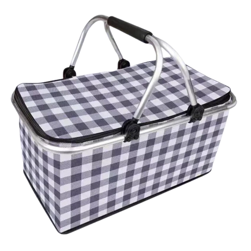 BOLSO KIVARA TÉRMICO PLEGABLE CUADROS NEGROS COOLER CANASTA PICNIC PA-BJ-024-CUNE - 1