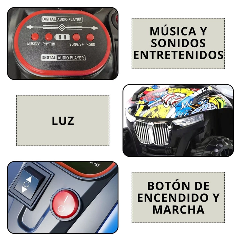 CUATRIMOTO AUTO ELECTRICO AUCKLAND OUTDOOR INFANTIL LUZ SONIDO BATERIA YELLOW - 5