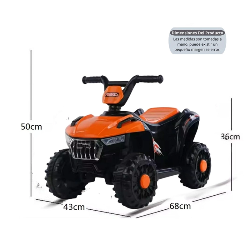 CUATRIMOTO AUTO ELECTRICO AUCKLAND OUTDOOR NIÑO BATERIA LUZ Y SONIDO NARANJA - 2