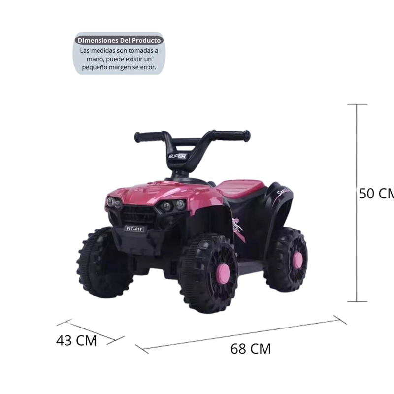 CUATRIMOTO AUTO ELECTRICO INFANTIL LUZ SONIDO BATERIA FUCSIA - 2