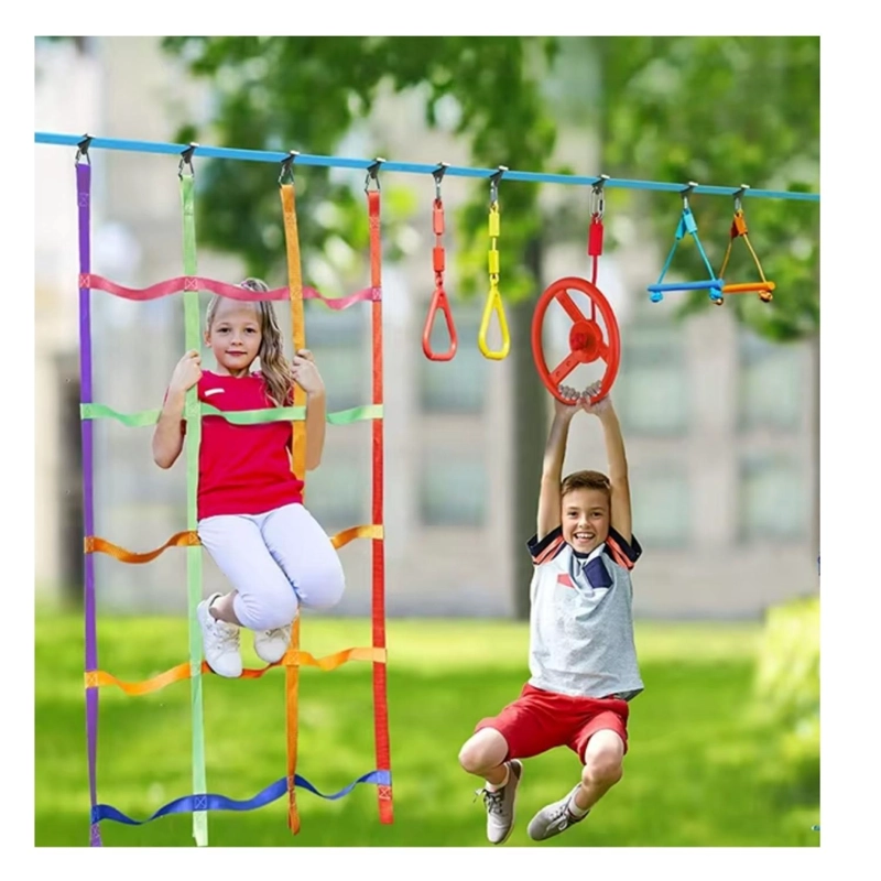 SET AUCKLAND OUTDOOR PA-OBST-KIT2 JUEGO OBSTÁCULOS NIÑOS CARRERA 7 KIT NINJA WARRIOR SLACKLINE - 6