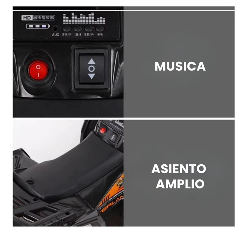 CUATRIMOTO AUTO ELECTRICO BATERIA INFANTIL LUZ SONIDO ROJA - 4