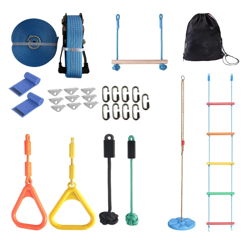SET AUCKLAND OUTDOOR PA-OBST-KIT1 JUEGO OBSTÁCULOS CARRERA 7 KIT SLACKLINE NINJA WARRIOR NIÑOS - 1