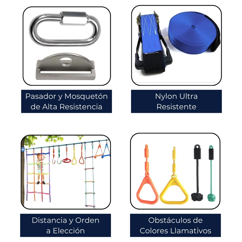 SET AUCKLAND OUTDOOR PA-OBST-KIT1 JUEGO OBSTÁCULOS CARRERA 7 KIT SLACKLINE NINJA WARRIOR NIÑOS - 5