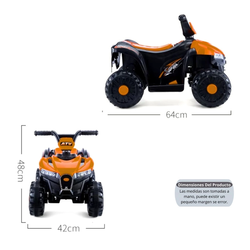 MOTO ELECTRICA AUCKLAND OUTDOOR BATERIA AUTO NIÑO LUZ Y SONIDO D68 NARANJA - 3