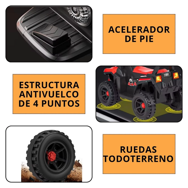 MOTO ELECTRICA AUCKLAND OUTDOOR BATERIA AUTO NIÑO LUZ Y SONIDO D68 NARANJA - 4