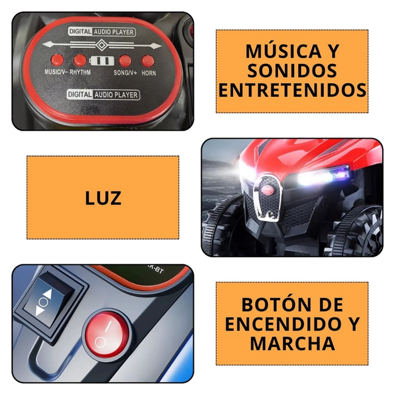 MOTO ELECTRICA AUCKLAND OUTDOOR BATERIA AUTO NIÑO LUZ Y SONIDO D68 NARANJA - 5