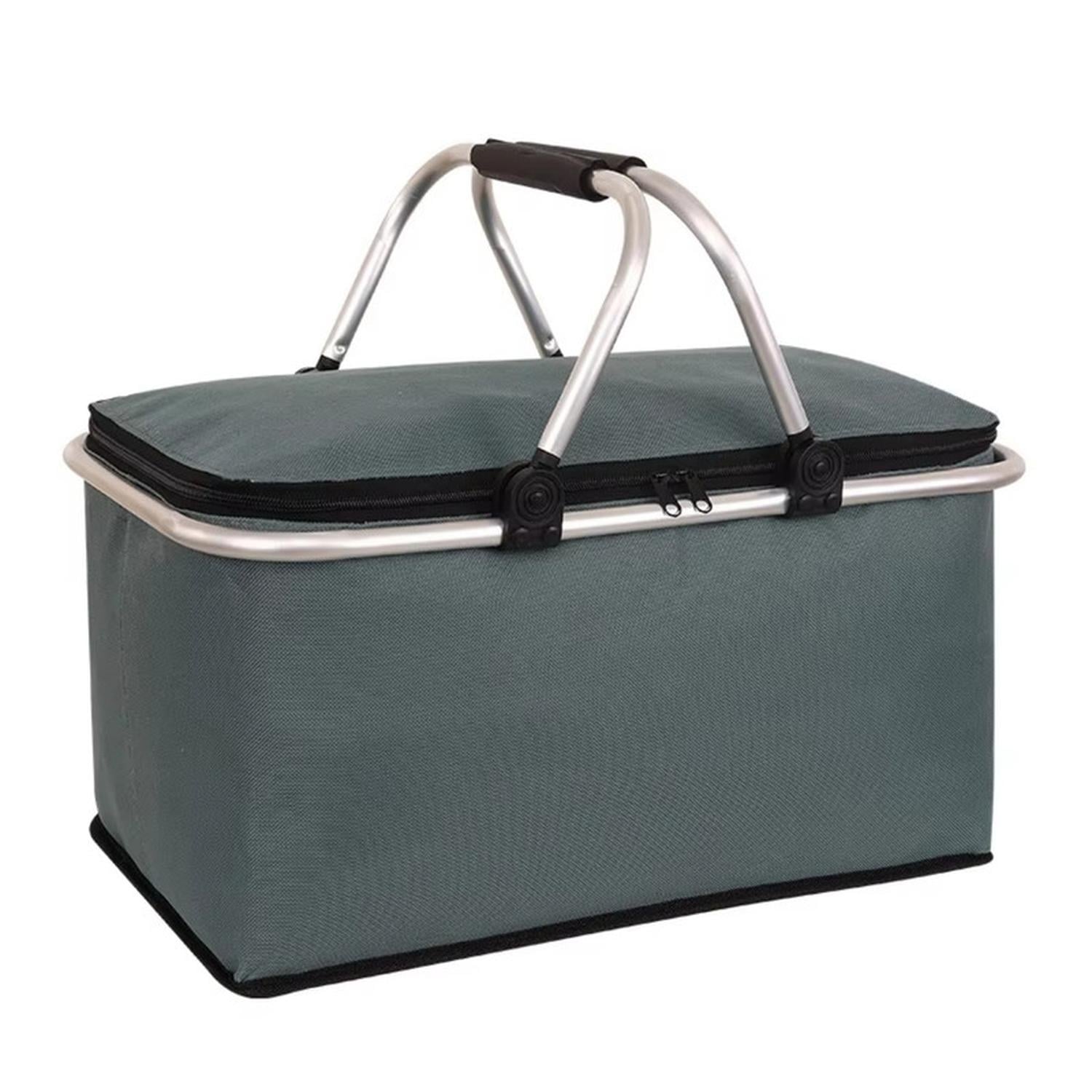 BOLSO TERMICO PLEGABLE GRIS COOLER CANASTA PICNIC - 1