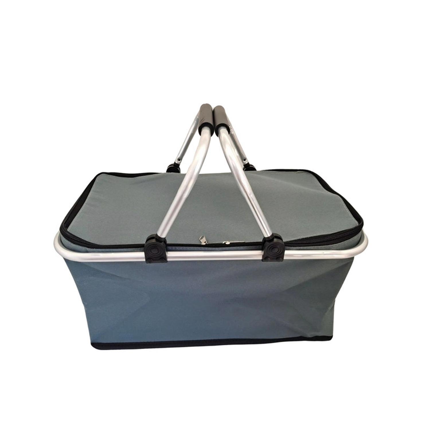 BOLSO TERMICO PLEGABLE GRIS COOLER CANASTA PICNIC - 7