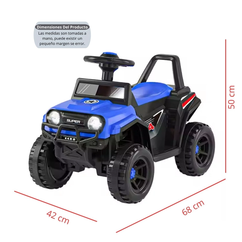 MOTO ELECTRICA AUCKLAND OUTDOOR BATERIA JEEP NIÑO LUCES Y SONIDO 1166 AZUL - 2