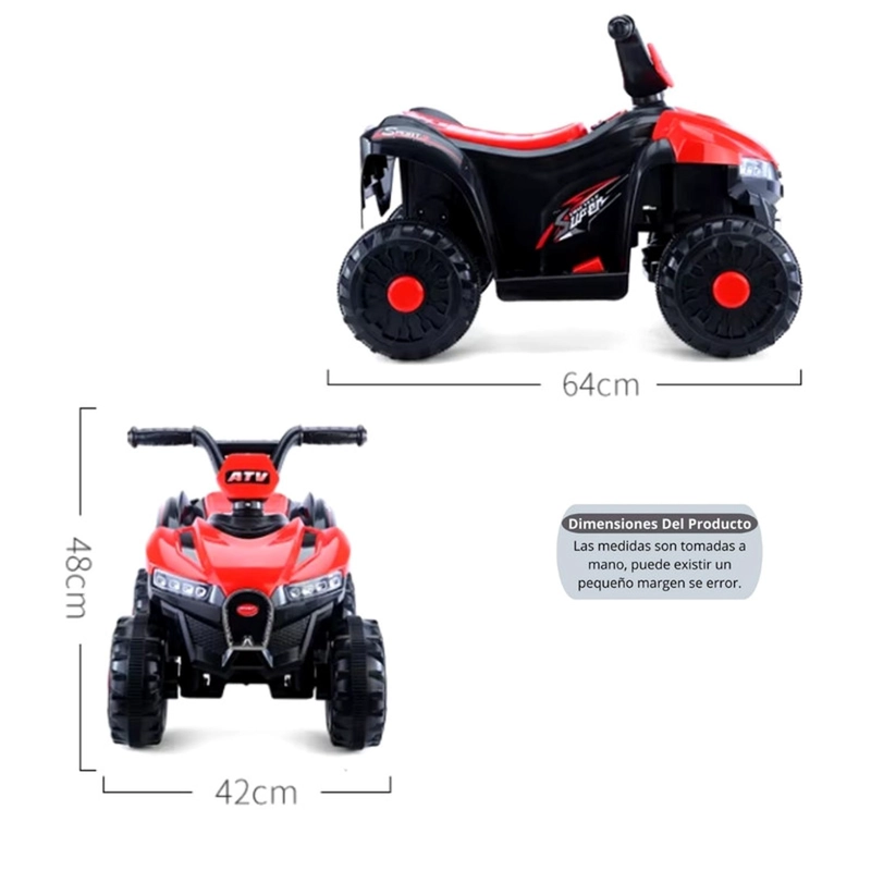 MOTO ELECTRICA AUCKLAND OUTDOOR BATERIA AUTO NIÑO LUZ Y SONIDO D68 ROJA - 3