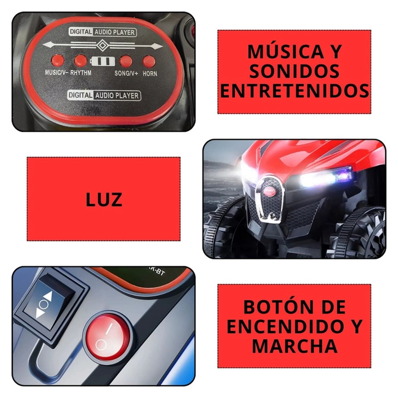 MOTO ELECTRICA AUCKLAND OUTDOOR BATERIA AUTO NIÑO LUZ Y SONIDO D68 ROJA - 5