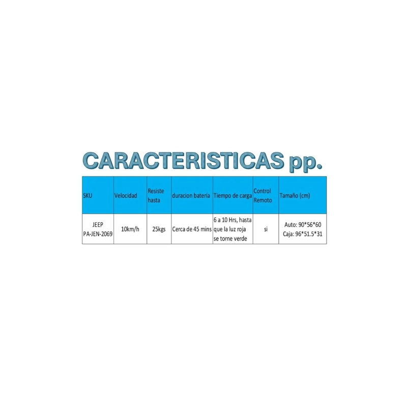 AUTO ELECTRICO INFANTIL JEEP BATERIA CON CONTROL 2069 AZUL - 5