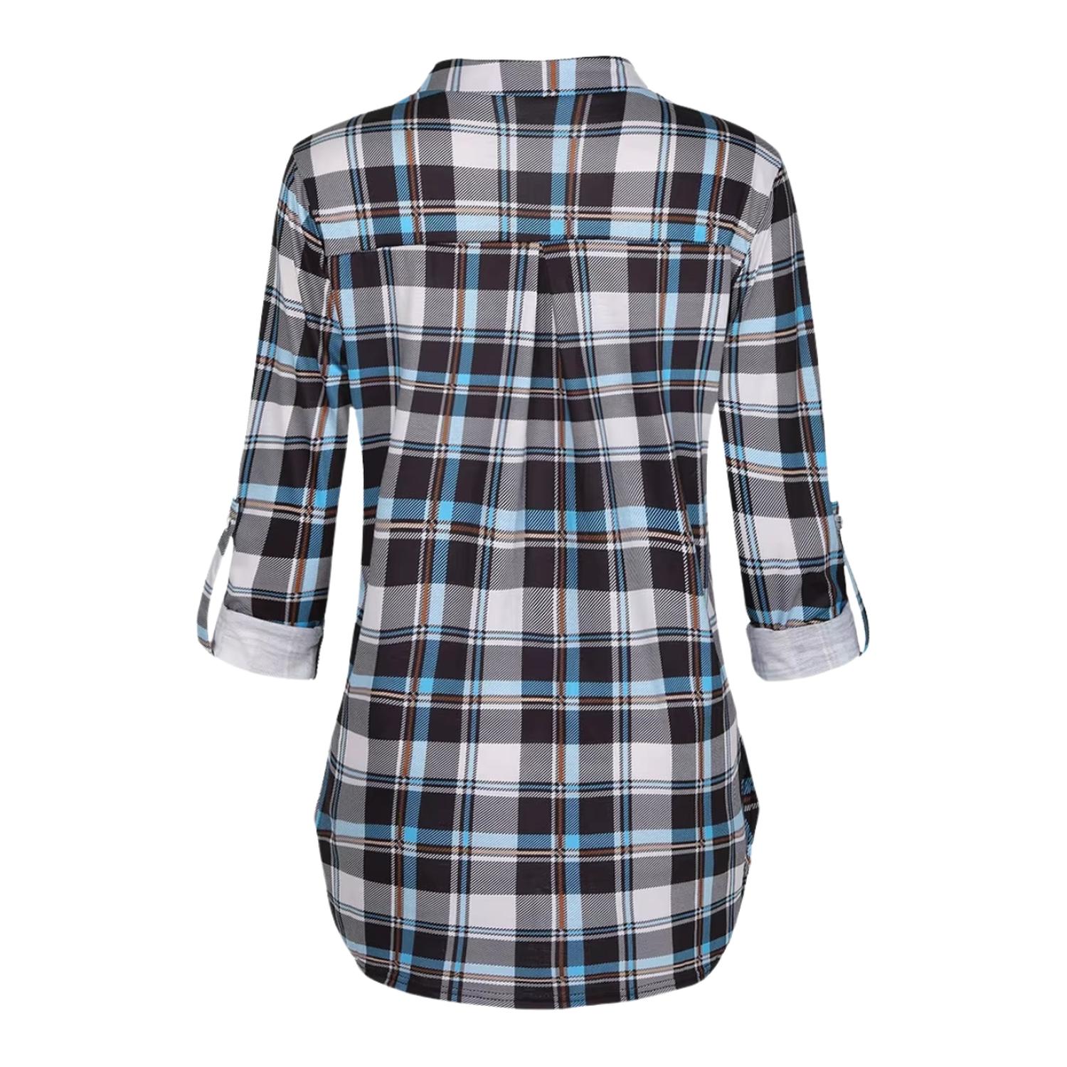 POLERA MANGA LARGA MUJER KIVARA NEGRA LACTANCIA MATERNIDAD CAMISA CUADRO - 5