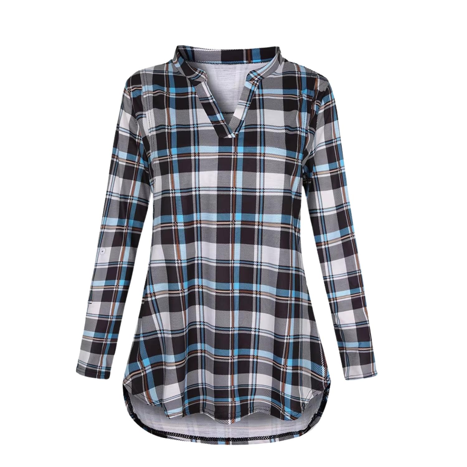 POLERA MANGA LARGA MUJER KIVARA NEGRA LACTANCIA MATERNIDAD CAMISA CUADRO - 6