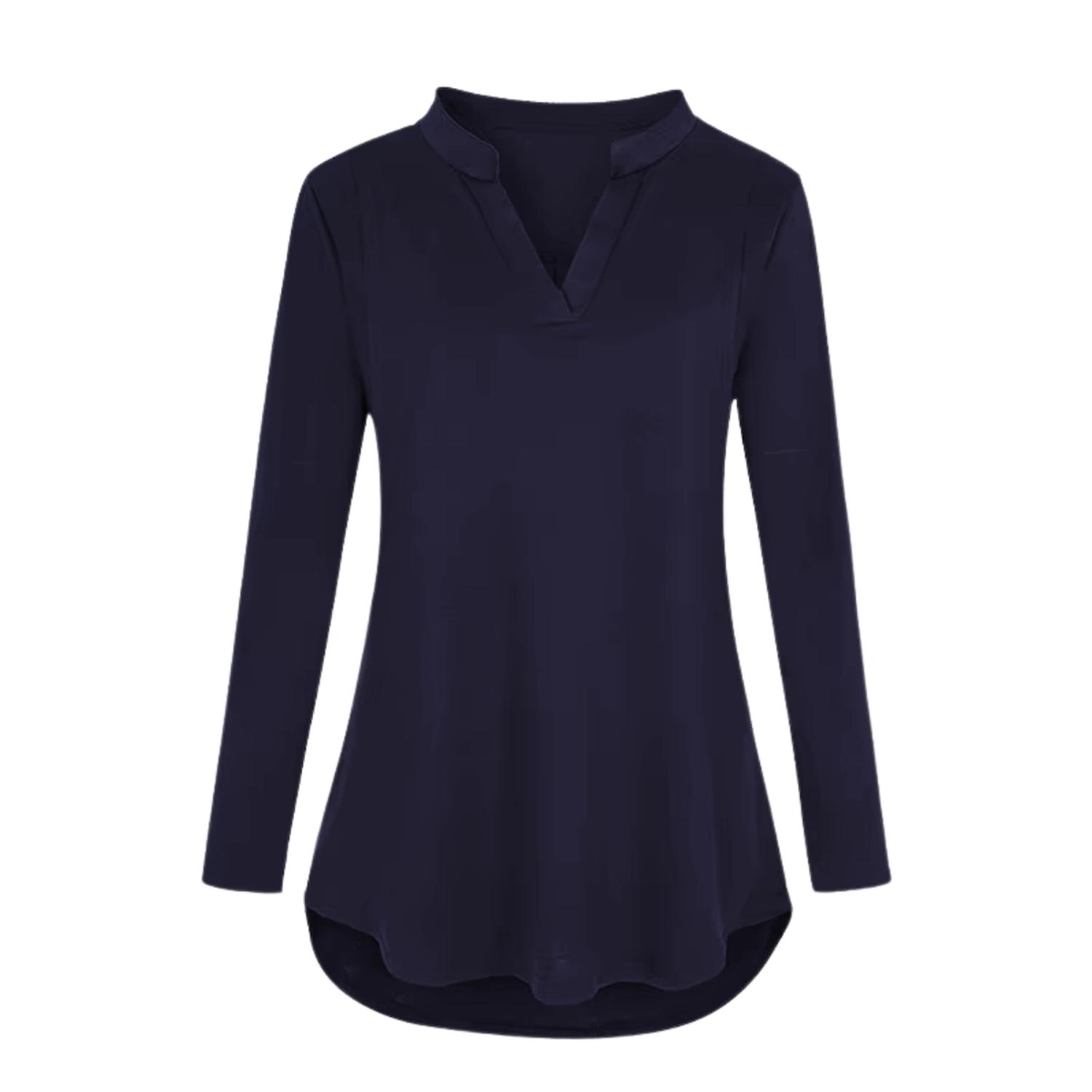 POLERA MANGA LARGA MUJER KIVARA AZUL MARINO LACTANCIA MATERNIDAD CAMISA NAVY - 5
