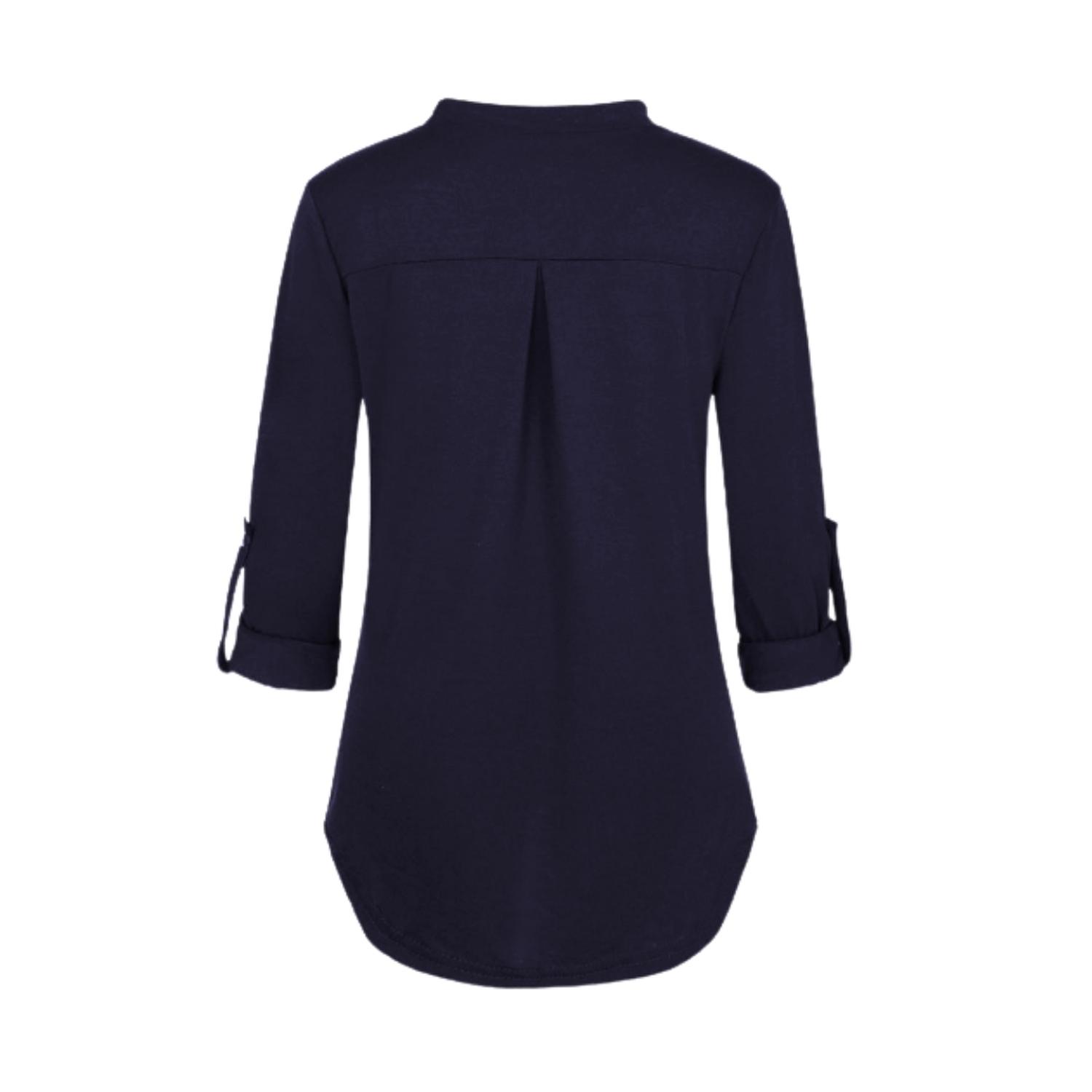 POLERA MANGA LARGA MUJER KIVARA AZUL MARINO LACTANCIA MATERNIDAD CAMISA NAVY - 7