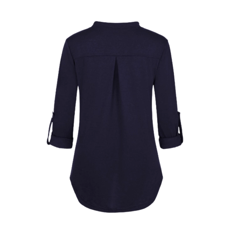 POLERA MANGA LARGA MUJER KIVARA AZUL MARINO LACTANCIA MATERNIDAD CAMISA NAVY - 7