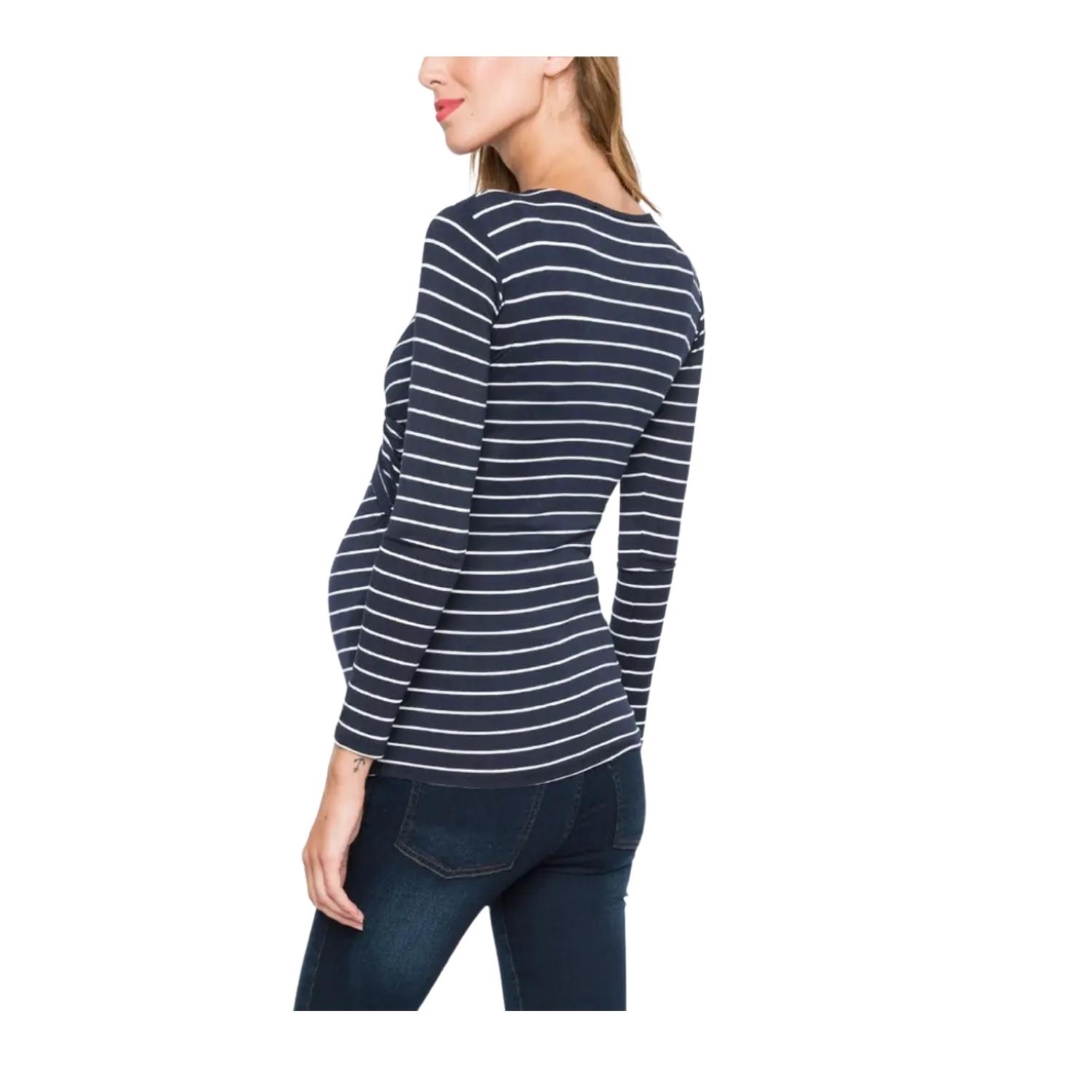 POLERA MANGA LARGA MUJER KIVARA AZUL MARINO LACTANCIA MATERNIDAD ROSI - 2