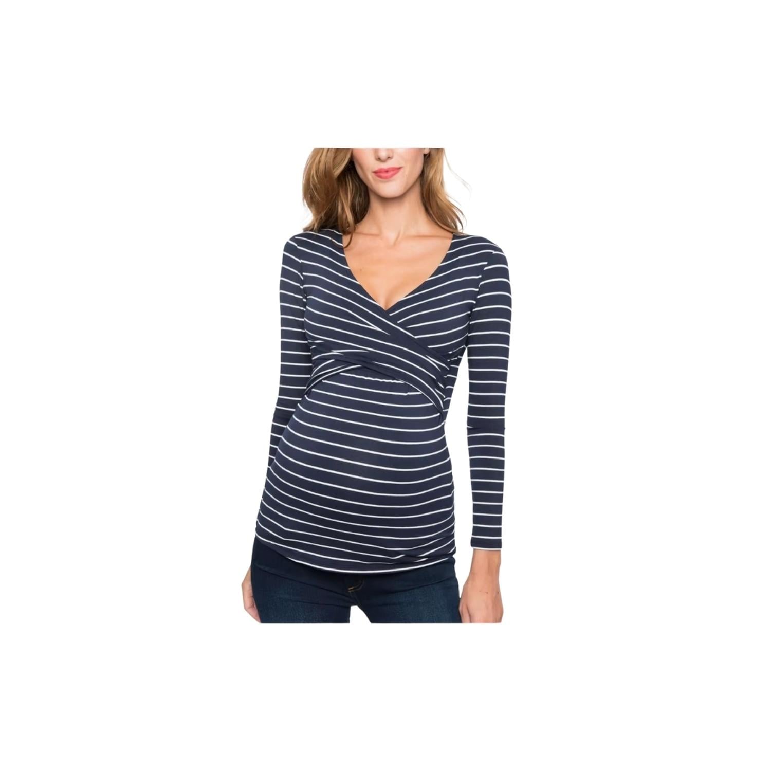 POLERA MANGA LARGA MUJER KIVARA AZUL MARINO LACTANCIA MATERNIDAD ROSI - 3