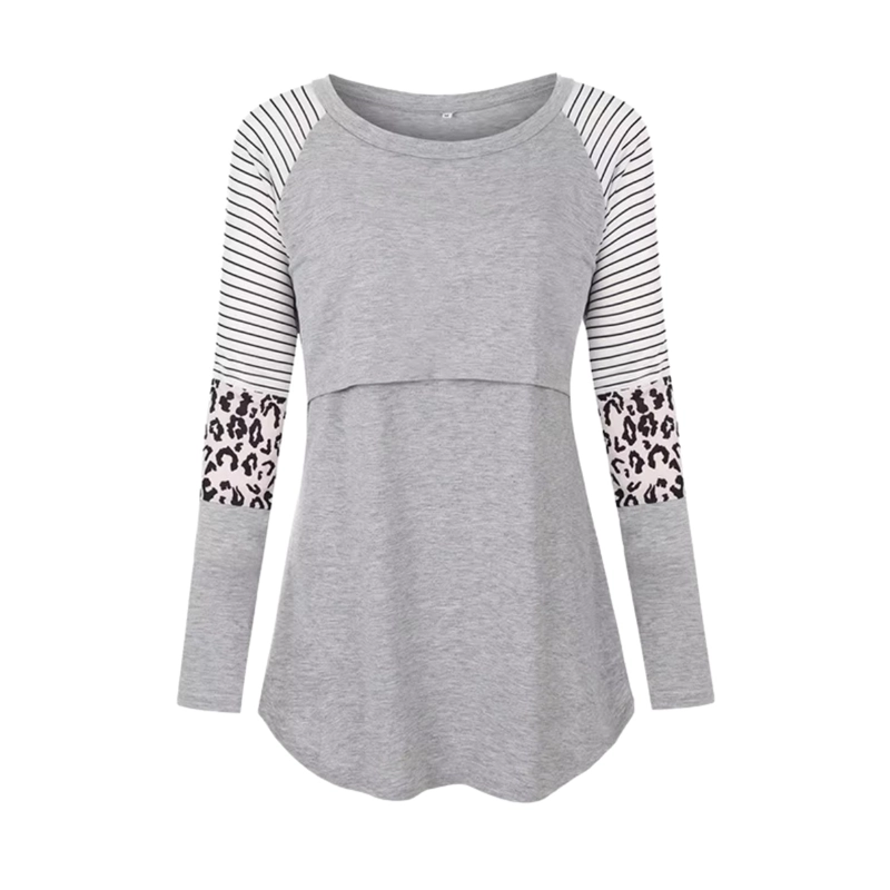 POLERA MANGA LARGA MUJER KIVARA GRIS LACTANCIA MATERNIDAD GINA - 2