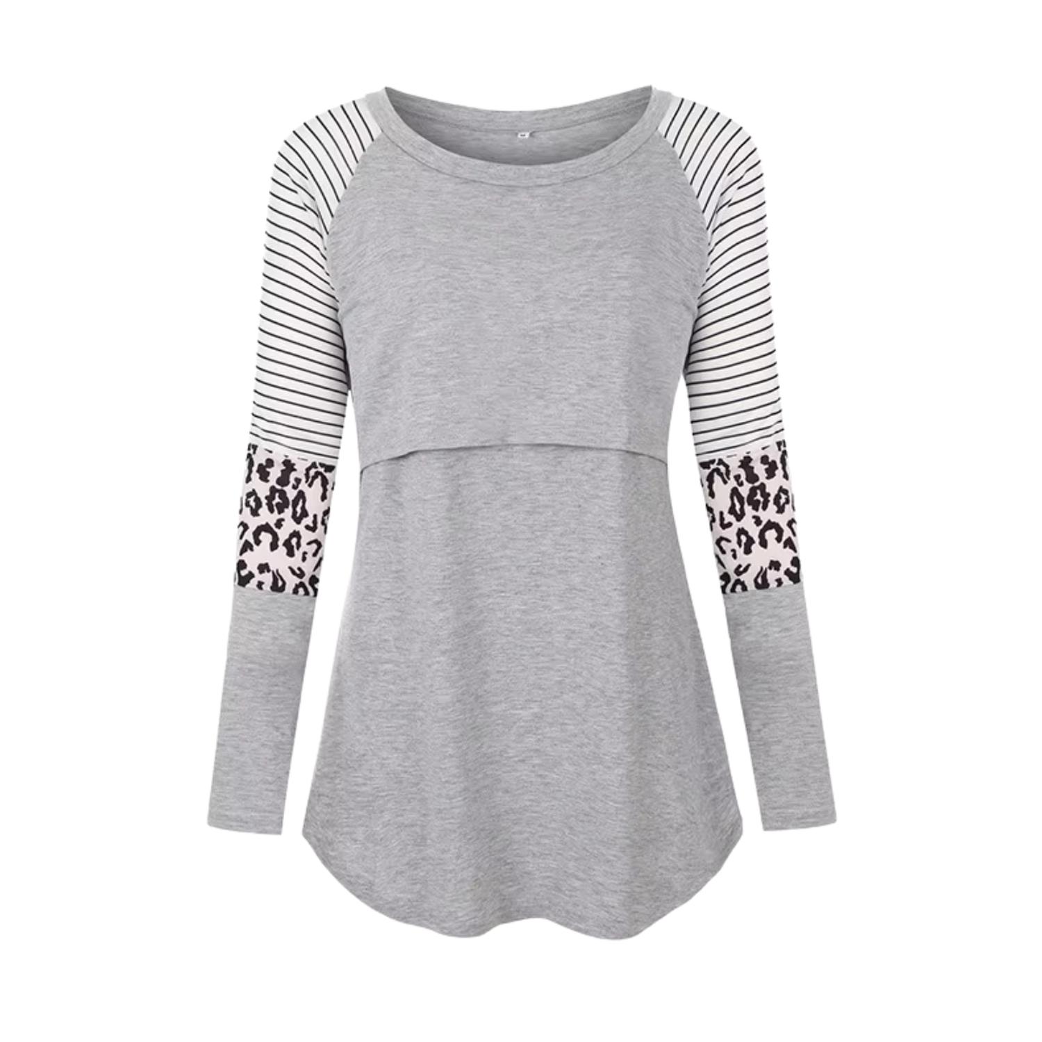 POLERA MANGA LARGA MUJER KIVARA GRIS LACTANCIA MATERNIDAD GINA - 2