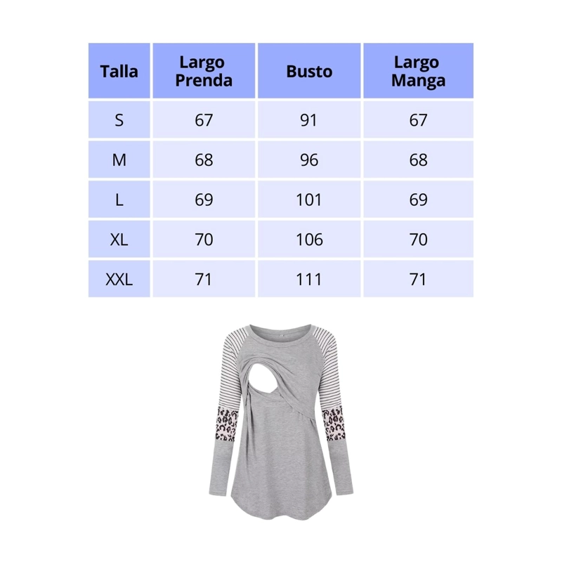 POLERA MANGA LARGA MUJER KIVARA GRIS LACTANCIA MATERNIDAD GINA - 4
