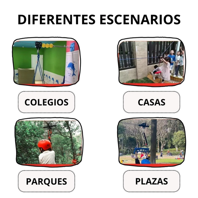TIROLESA 30M CON FRENO JUEGO ZIPLINE KIT TIROLINA CANOPY - 5