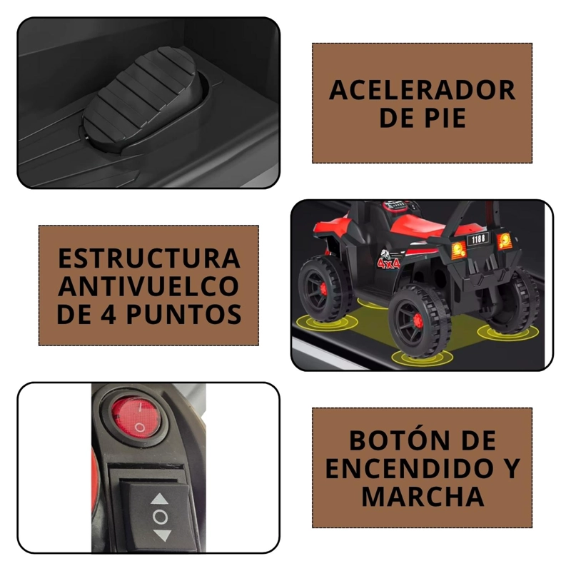 MOTO ELECTRICA BATERIA JEEP NIÑO LUZ + SONIDO 1166A - 4
