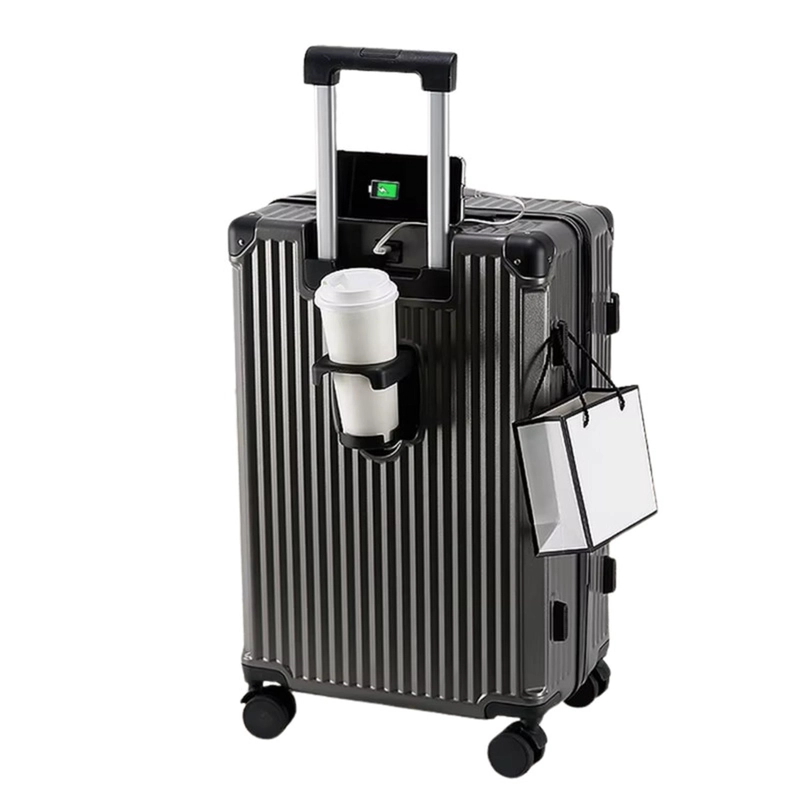 MALETA TAPA DURA MODERNA 71X44X27 CM PORTA VASO USB GRIS - 1