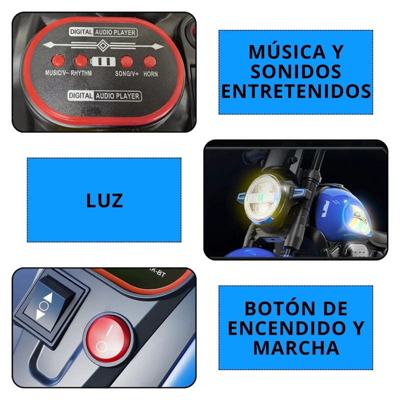 AUTO ELECTRICO MOTO JUGUETE INFANTIL A BATERIA 518 AZUL - 4