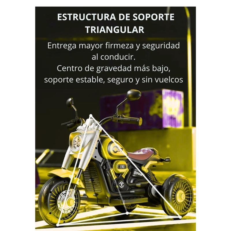 MOTO JUGUETE AUTO ELECTRICO INFANTIL BATERIA M818 AMARILLA - 6