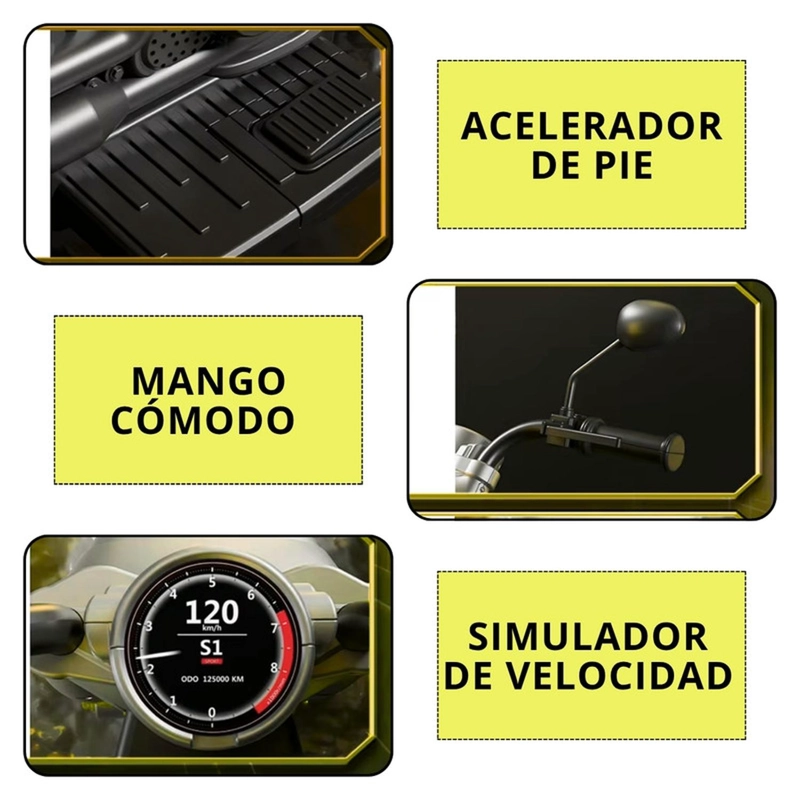 MOTO JUGUETE AUTO ELECTRICO INFANTIL BATERIA M818 AMARILLA - 7