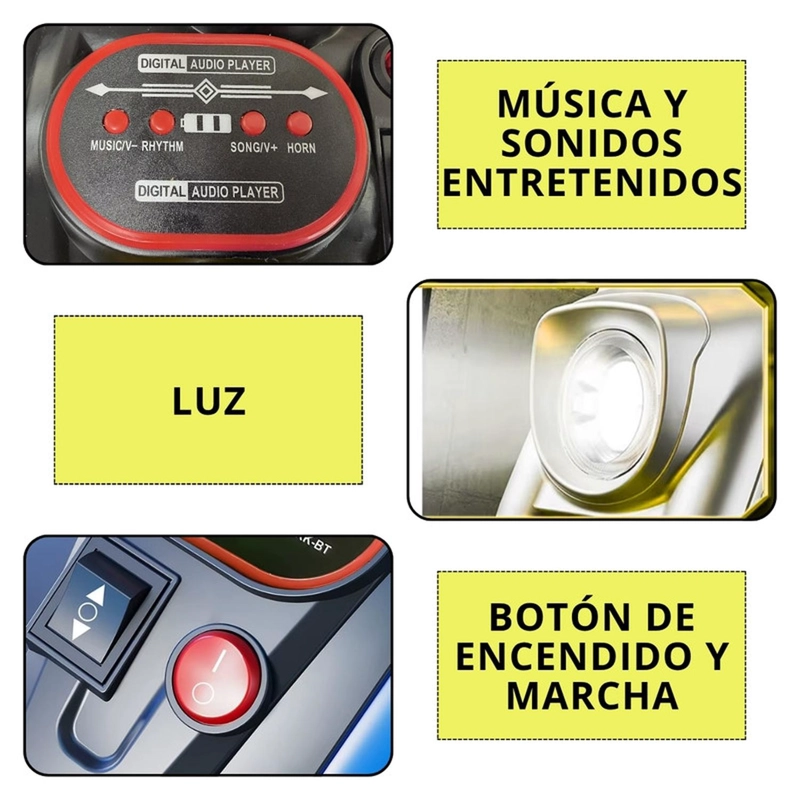 MOTO JUGUETE AUTO ELECTRICO INFANTIL BATERIA M818 AMARILLA - 8