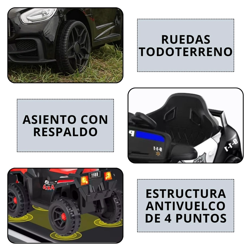 AUTO ELECTRICO POLICIA INFANTIL A BATERIA - 4