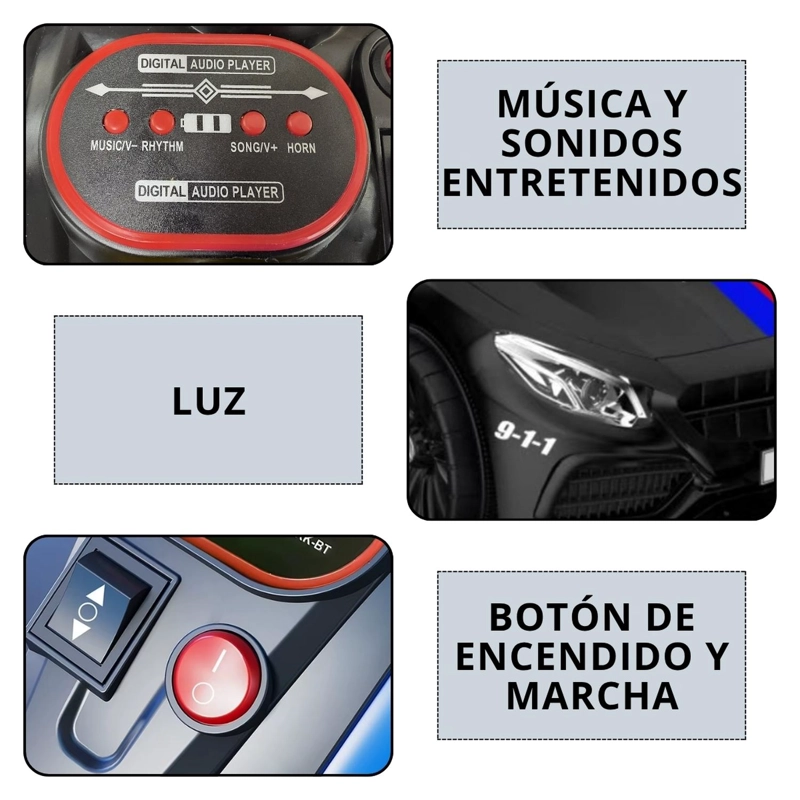 AUTO ELECTRICO POLICIA INFANTIL A BATERIA - 5