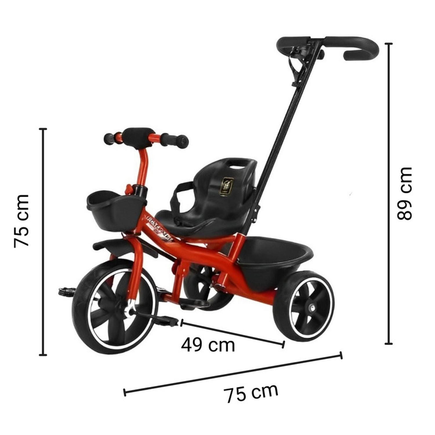 TRICICLO INFANTIL MANGO DE EMPUJE ALTO ASIENTO GRANDE ROJO - 8