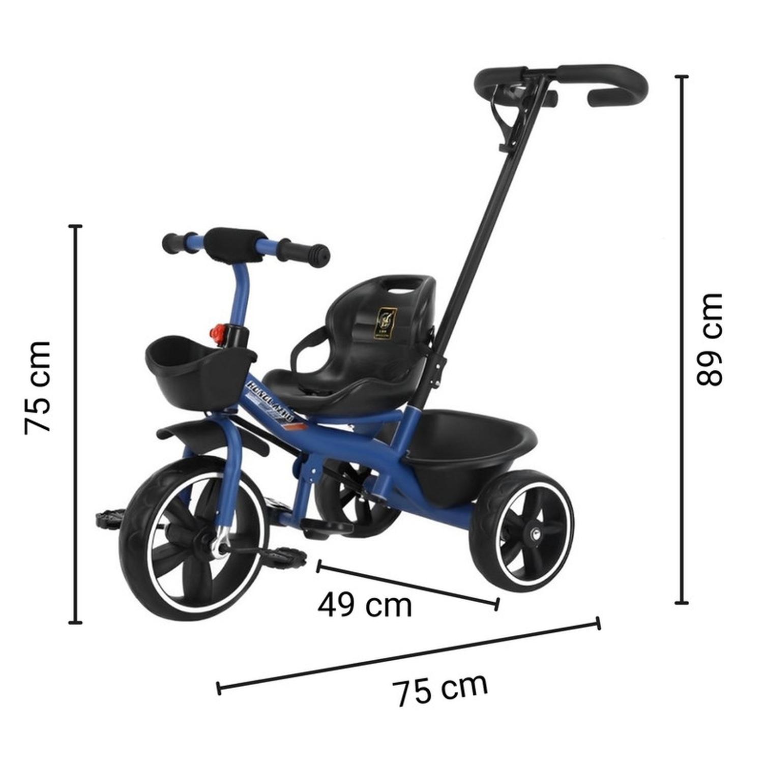 TRICICLO INFANTIL MANGO DE EMPUJE ALTO ASIENTO GRANDE AZUL - 8