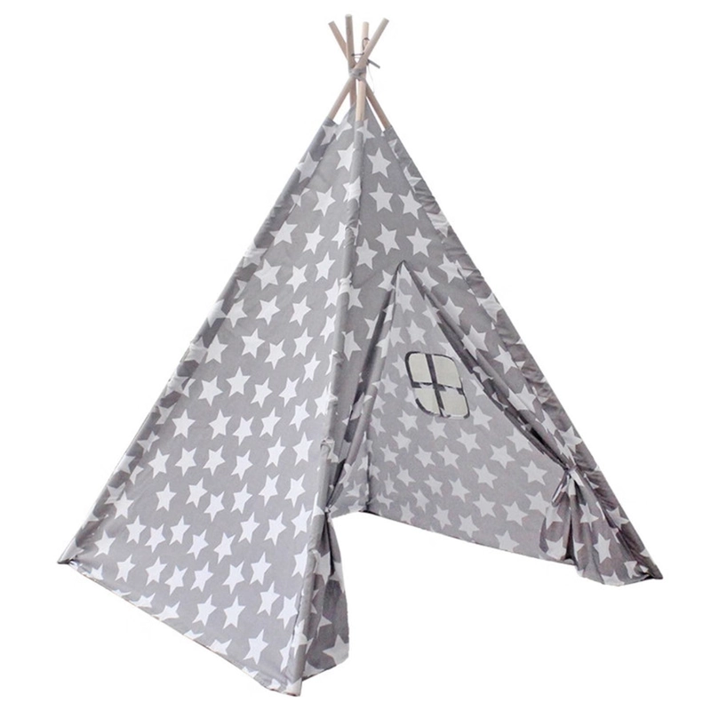 CARPA TIPI NIÑOS INFANTIL 160 CM ESTRELLAS GRIS DECORACION - 1
